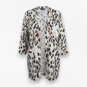 Sanctuary Leopard Print Open Front Lightweight Stretchy Duster Cardigan Size 1X